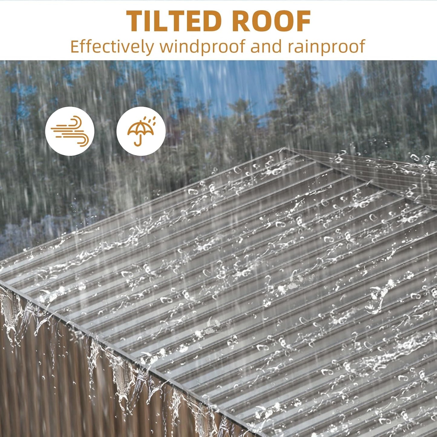 8X12FT Outdoor Metal Storage Shed, Lockable Weatherproof Garden Shed for Tools & Equipment, Durable Galvanized Steel with Sloping Roof & Ventilation, Ideal for Backyard, Patio & Garage Storage, Brown