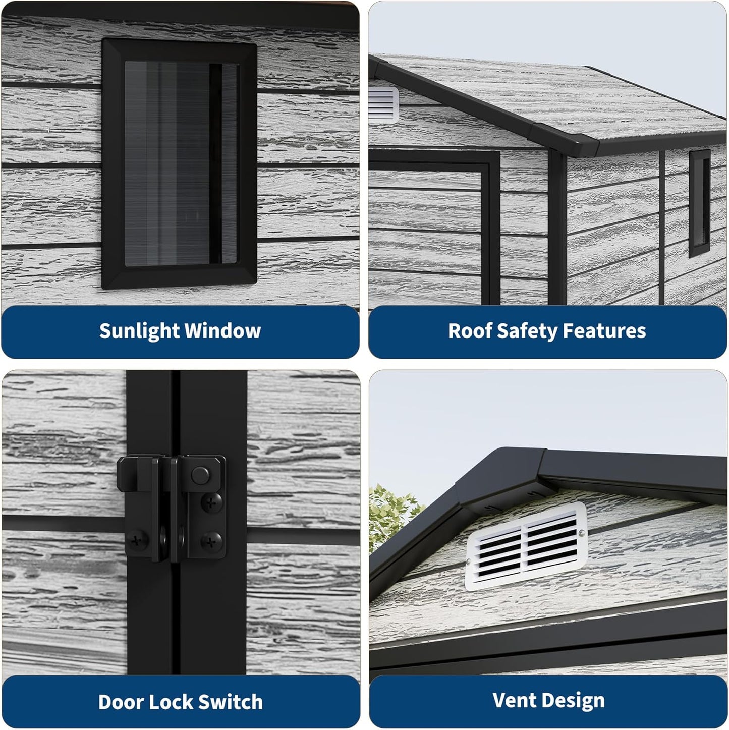 All-Weather Resin Shed with Window, Outdoor Plastic Garden Shed with Lockable Door and Vents, Outdoor Resin Storage Sheds for Tool, Bike, Backyard, Patio