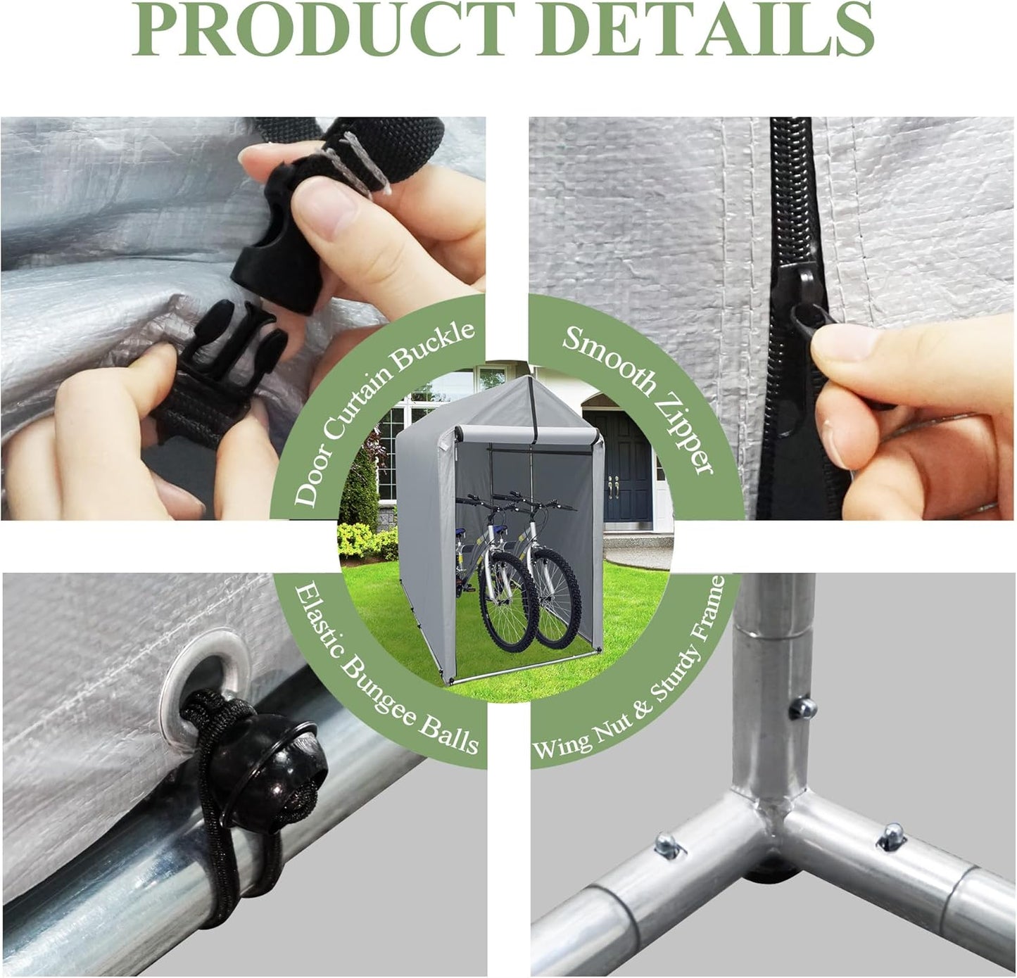 Outdoor Storage Shed 6 x 3Ft Heavy Duty Portable Storage Shelter with Roll-up Zipper Door for Bike, Mower, Garden Storage