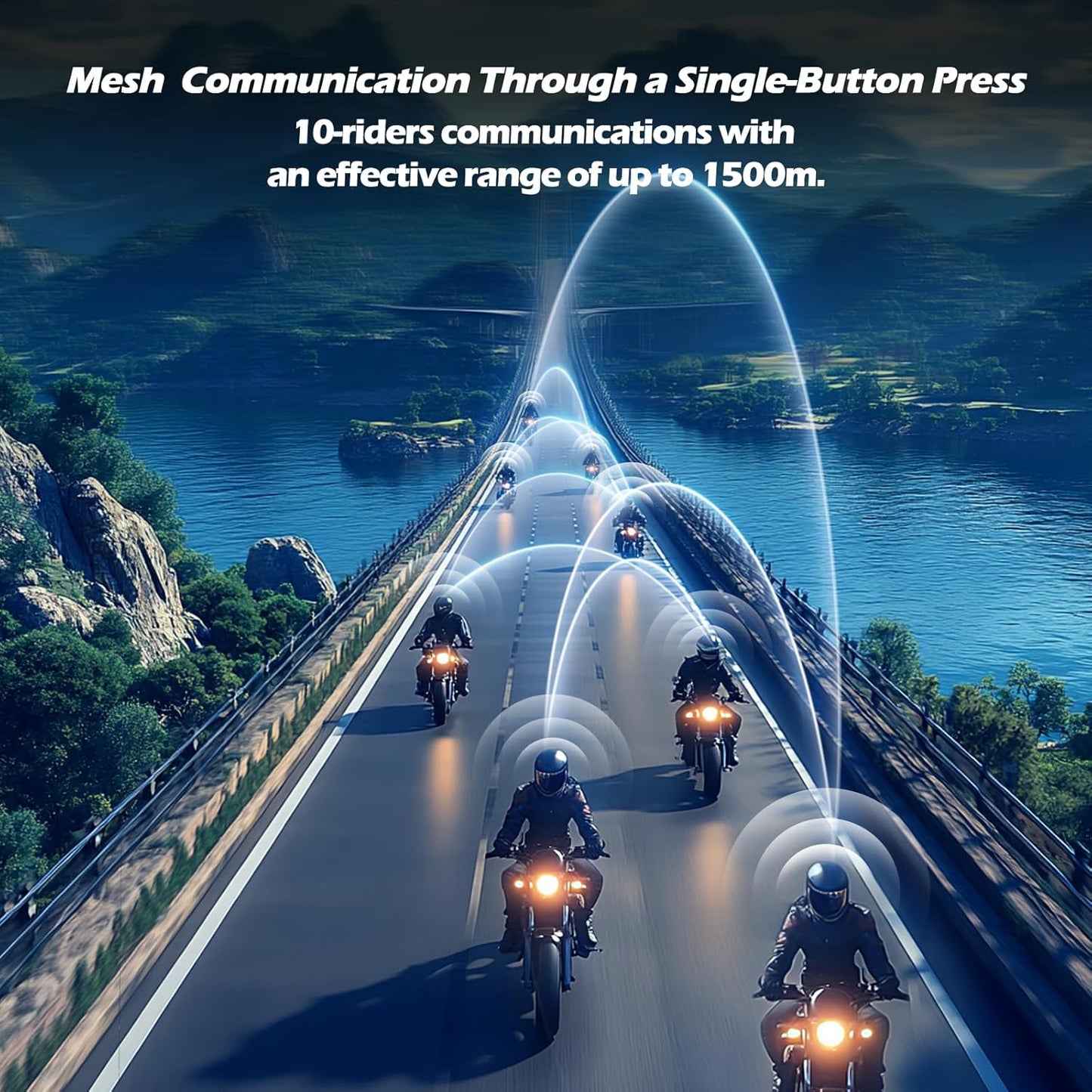 Motorcycle Bluetooth Headset T2Plus Dual Chip MESH Intercom 10-Way Motorcycle Helmet Bluetooth Helmet Intercom Communication Systems with Double Coil Subwoofer Speakers (Black/Silver)