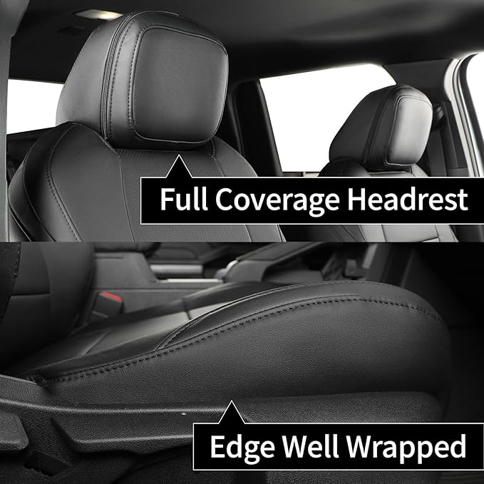 coverdream 4runner Car Seat Covers Full Set for 2025 2026 Toyota 4Runner 5 Seats Pickup Truck Seat Cushion,Fully Covered Luxury Waterproof Leather Seat Protector,Armrest Cover Included(Black)