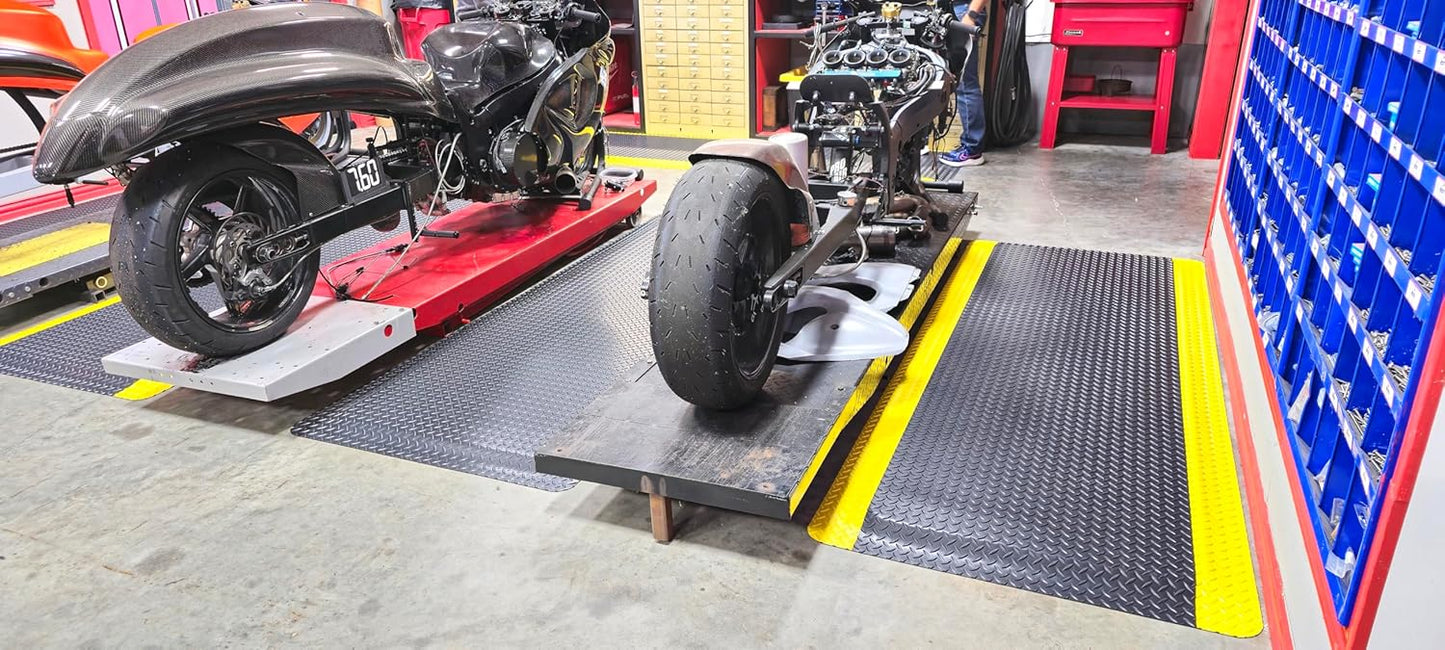 Rhino Mats, American Classic Diamond Anti-Fatigue Mats, Industrial Ergonomic Comfort Standing Mat for Work, Home, Garage, Office, Kitchen or Anywhere (Black/Yellow 1" Thick, 3 FT. x 3 FT.)