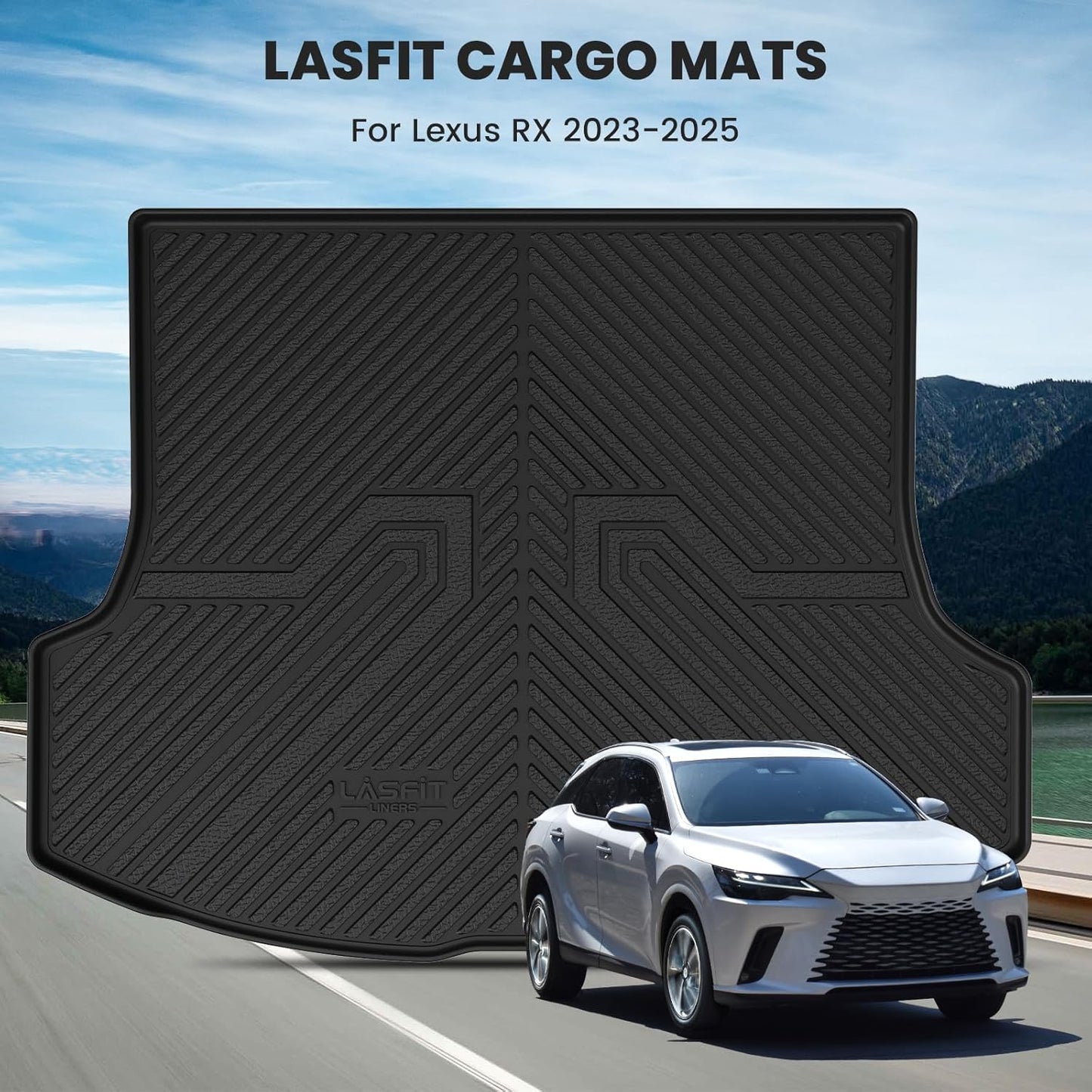 LASFIT Trunk Mat for Lexus RX/RX350/RX350h/RX500h 2025 2024 2023, All Weather TPE RX 350 Cargo Mats Custom Fit for Lexus RX350 Cargo Liner Front & Rear Trunk Liner, Black, Easy to Clean