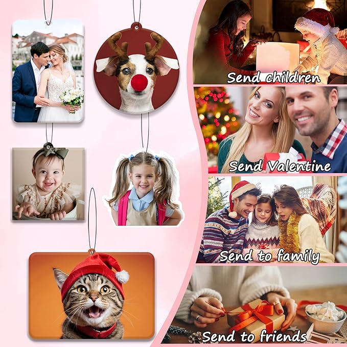 2pcs Personalized Air Freshener with Pictures, Personalized Car Air Freshener with Custom Photo, Custom Double Sided Photo for Car Wardrobe Bathroom Hanging Ornaments (Square)