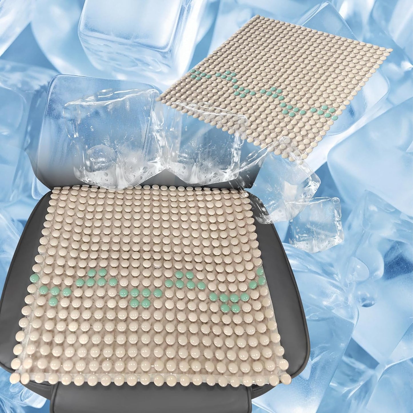 HOMREST Beaded Car Seat Cushion 19x19 Massage Ceramic Seat Cover for Back Pain Cooling Comfy Bead Seat Pad for Trucks,Executive Chairs(Beige)