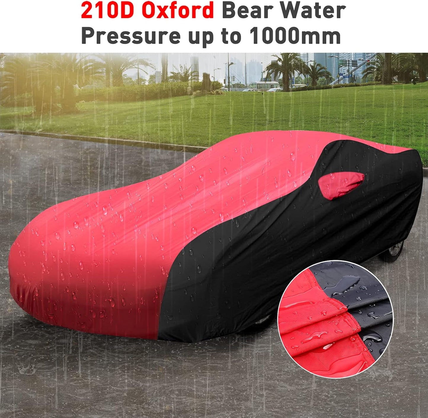 KAKIT Waterproof Car Cover Custom Fit for 1996-2004 C5 Stingray, UV Resistant Fade-Proof Cover for Chevy Corvette, Indoor & Outdoor Use (Red & Black Combo)