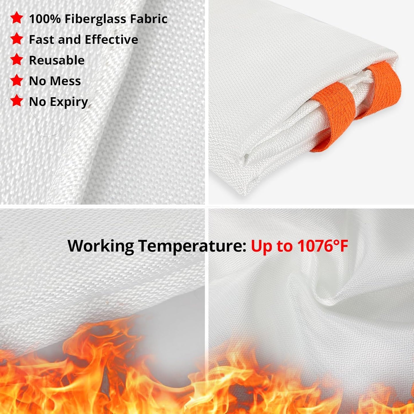 SecuCaptain Emergency Fire Blanket for Home and Kitchen - 4 Pack 40"x40" Flame Supppression Fiberglass Fire Blankets for House Camping Car Office Warehouse Survival Safety