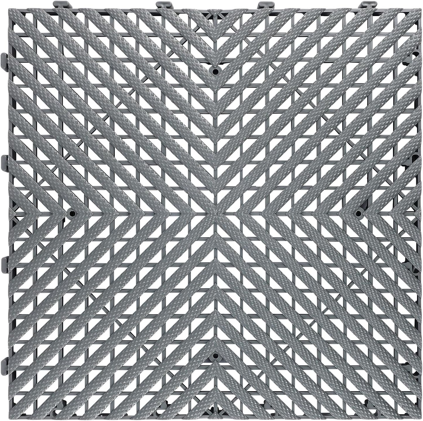 Interlocking Garage Floor Tiles - 0.79in,Vented, Self-Draining, Non-Slip Flooring, Modular, Virgin Polypropylene, Ideal for Garages, Patios, Basements, Decks -51.6 sq ft (Grey, 30PCS)