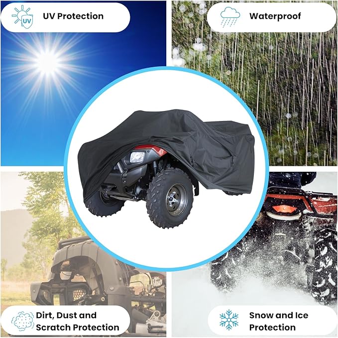 EliteShield Trailerable ATV Cover, Heavy Duty Waterproof Outdoor UV Protection Quad 4 Wheeler All Terrain Vehicles for Polaris Kawasaki Yamaha Suzuki Honda Arctic Cat Can-Am, Fits up to 86" Long