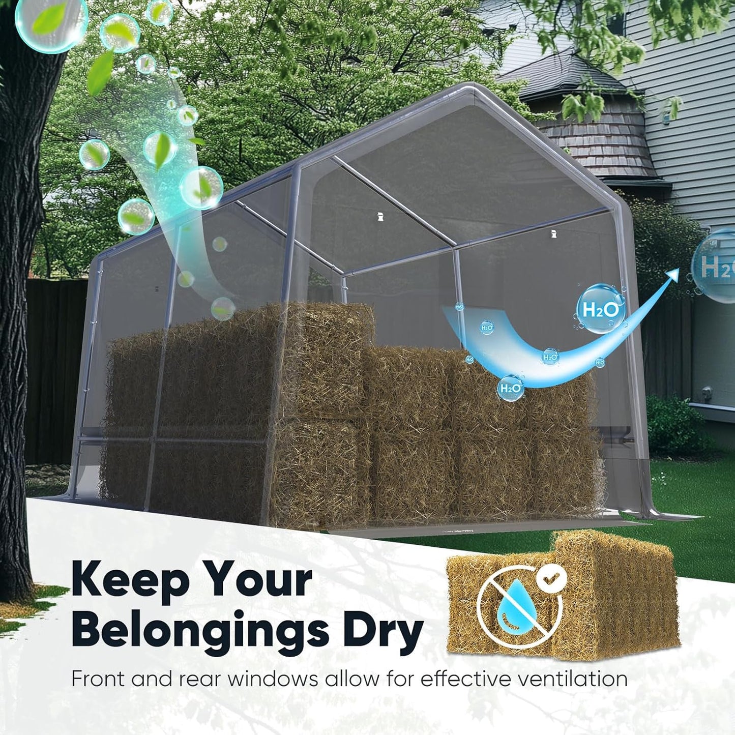 Quictent Heavy Duty 8x12FT Carport Shelter with Roll-Up Mesh Windows & Reinforced Frame, Portable Garage Canopy for Motorcycle Storage, Outdoor Equipment, Patio Furniture Cover - Silver Gray