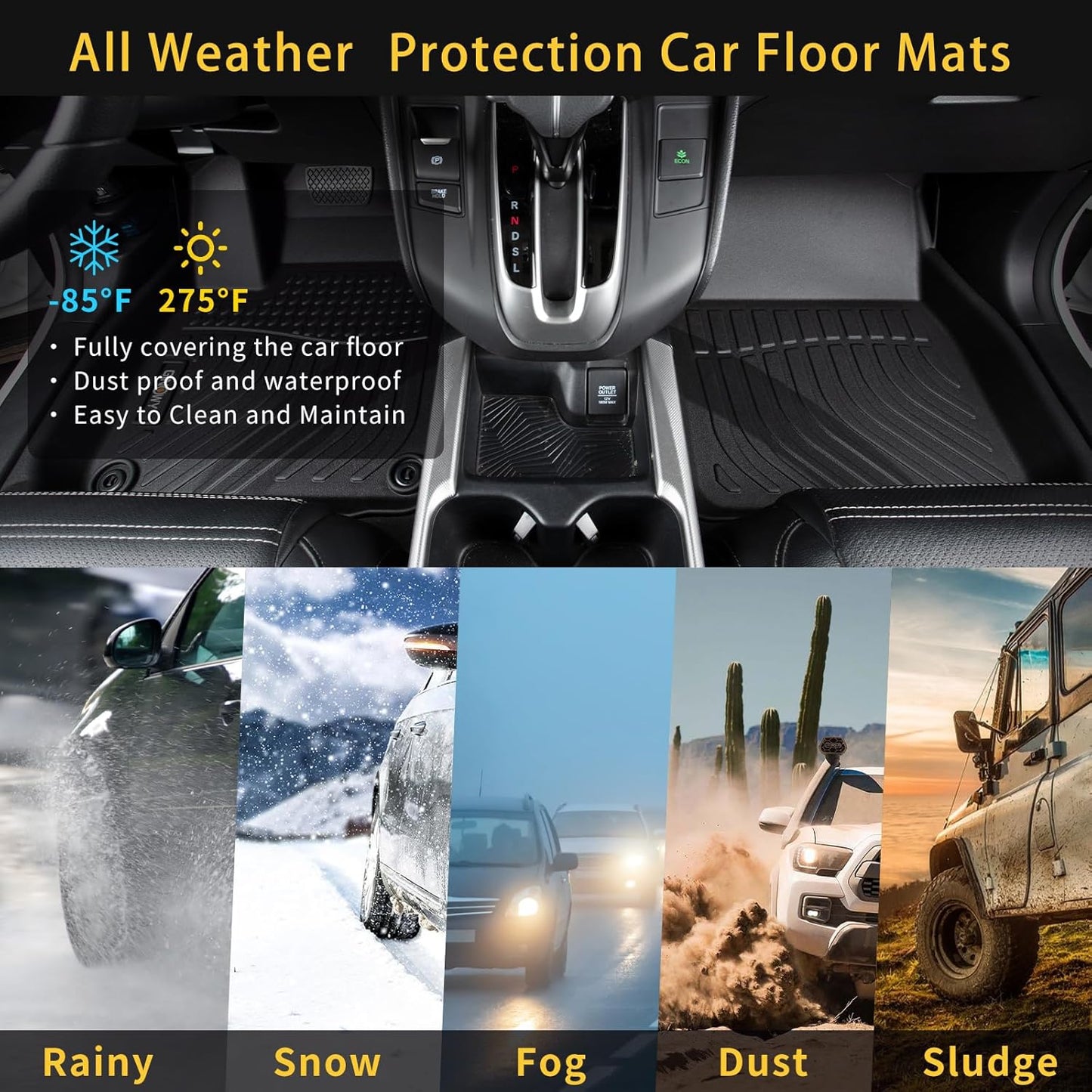 GINOWY-Floor Mats & Cargo Liner for Nissan Armada &Infiniti QX80 2019-2024 Bench Seating All Weather Armada 2024 Floor Mat Non-Slip Backrest Mat Trunk Mat Waterproof Floor Liners Accessories Black