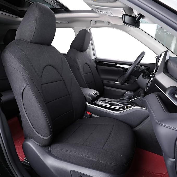 coverdream Grand Highlander Seat Covers Full Set for 2024 2025 2026 Toyota Grand Highlander SUV Seat Cushion,2nd Row w/Captain Seats,Fully Covered,UV Resistant Polyester Car Seat Protector(Black)