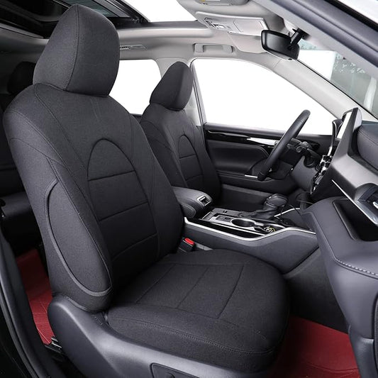coverdream Grand Highlander Seat Covers Full Set for 2024 2025 2026 Toyota Grand Highlander SUV Seat Cushion,2nd Row w/Captain Seats,Fully Covered,UV Resistant Polyester Car Seat Protector(Black)