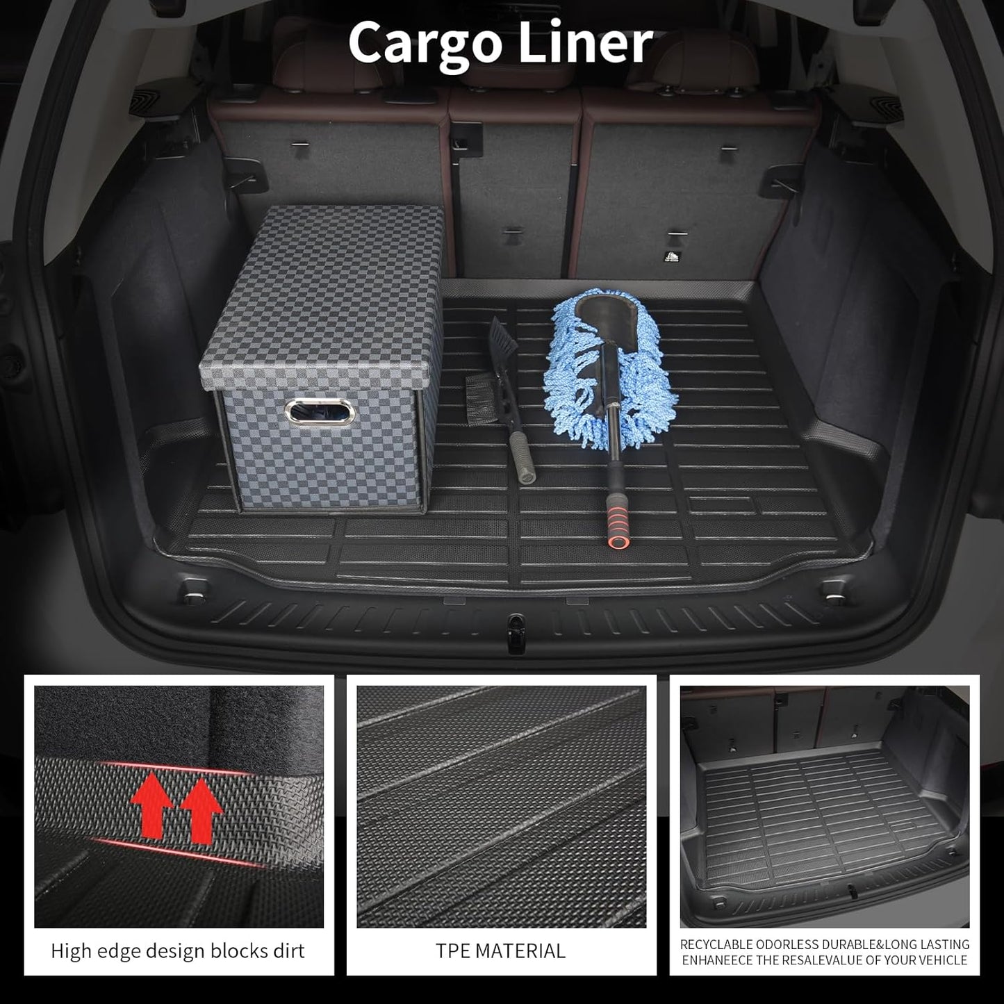 Wayhigh-All Weather Floor Mats and Cargo Liner for Audi Q5/SQ5 (Include Sportback) 2018-2024 TPE All Season Guard for Car Mats Waterproof Anti-Slip Odorless Q5 Floor Liners Trunk Liner Accessories