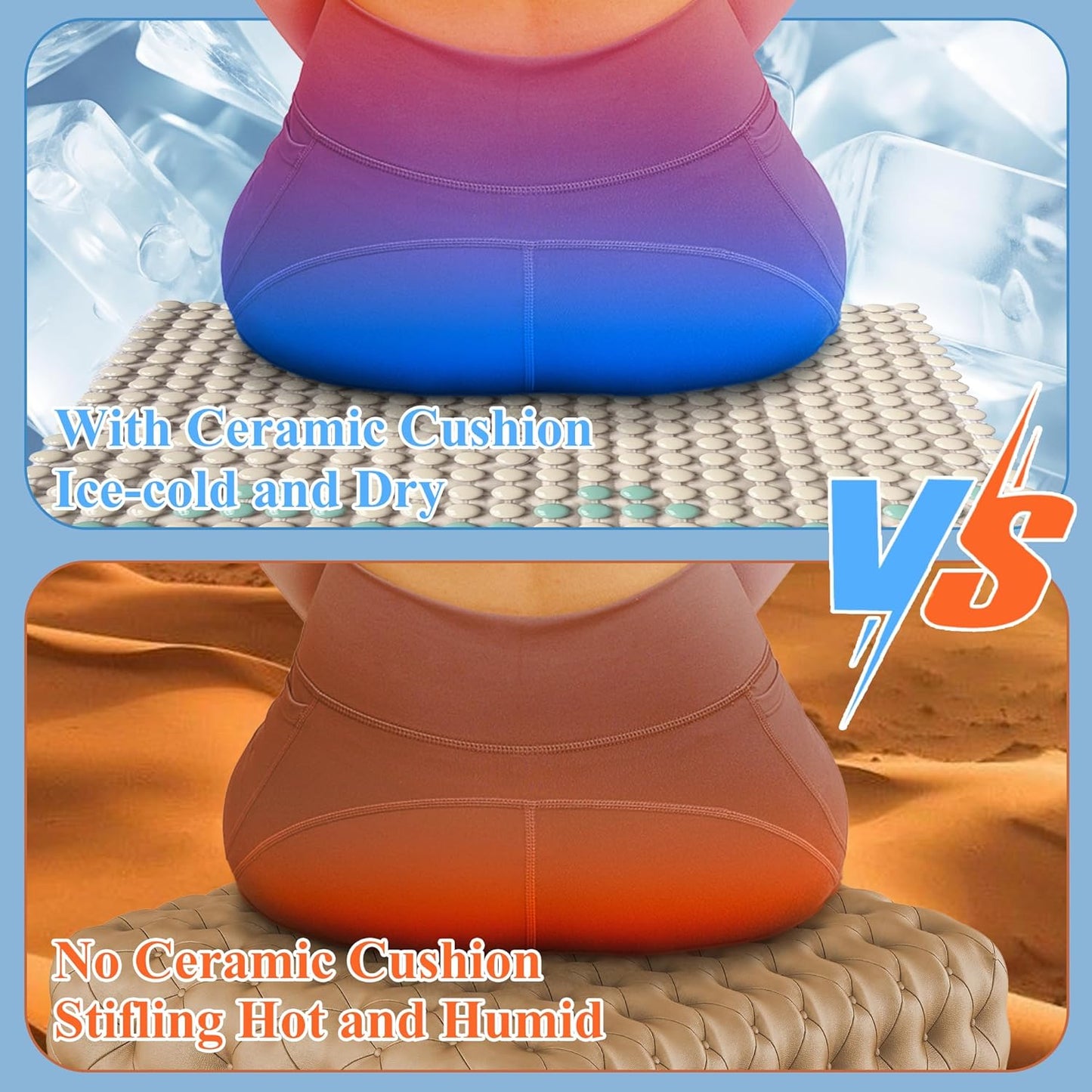 HOMREST Ceramic Seat Cushion for Back Pain Bead Seat Pad Mat Comfy Extreme Cooling Summer Massage Seat Cushions for Cars,Home Office Desk Chairs(Beige)