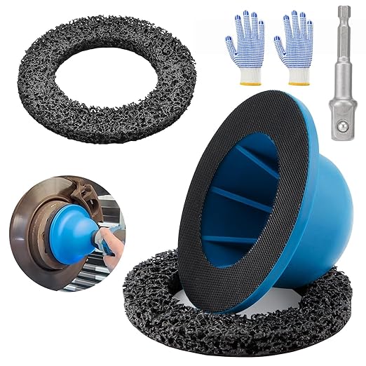 Wheel Hub Grinder Cleaning Tool, 6 inch Wheel Hub Cleaner Resurfacing Kit, Universal Hub Rim Rust Removal Tool with 1/2" Drill Adapter and 2 Pcs Grinding Discs - for Car, Caravan, SUV, Truck