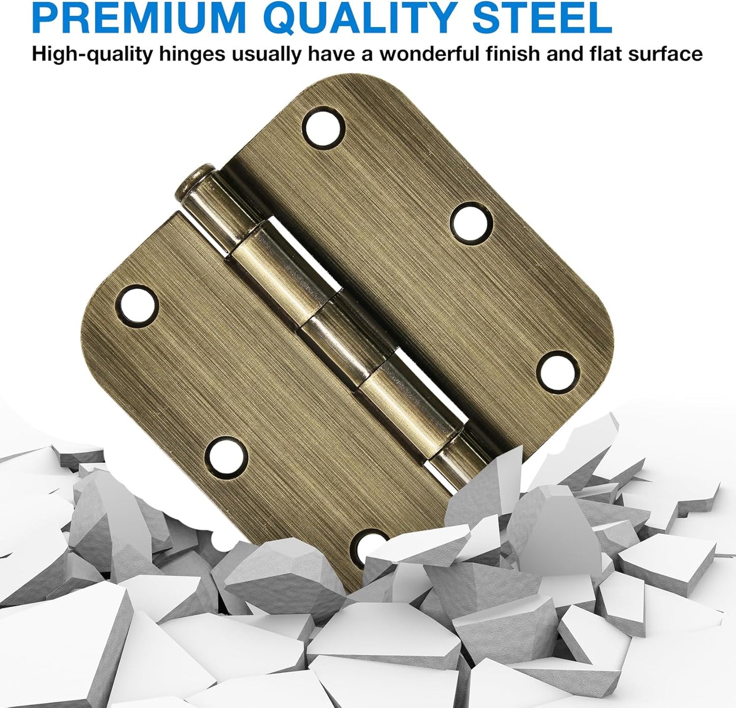 TDCHINGES 3 Pack Antique Brass Door Hinges 3.5 Inch Black Interior 3 1/2" Rounded 5/8" Radius Easy Install Standard Residential Bedroom Indoor for Doors 3 ½" Hardware Control House Home Decor