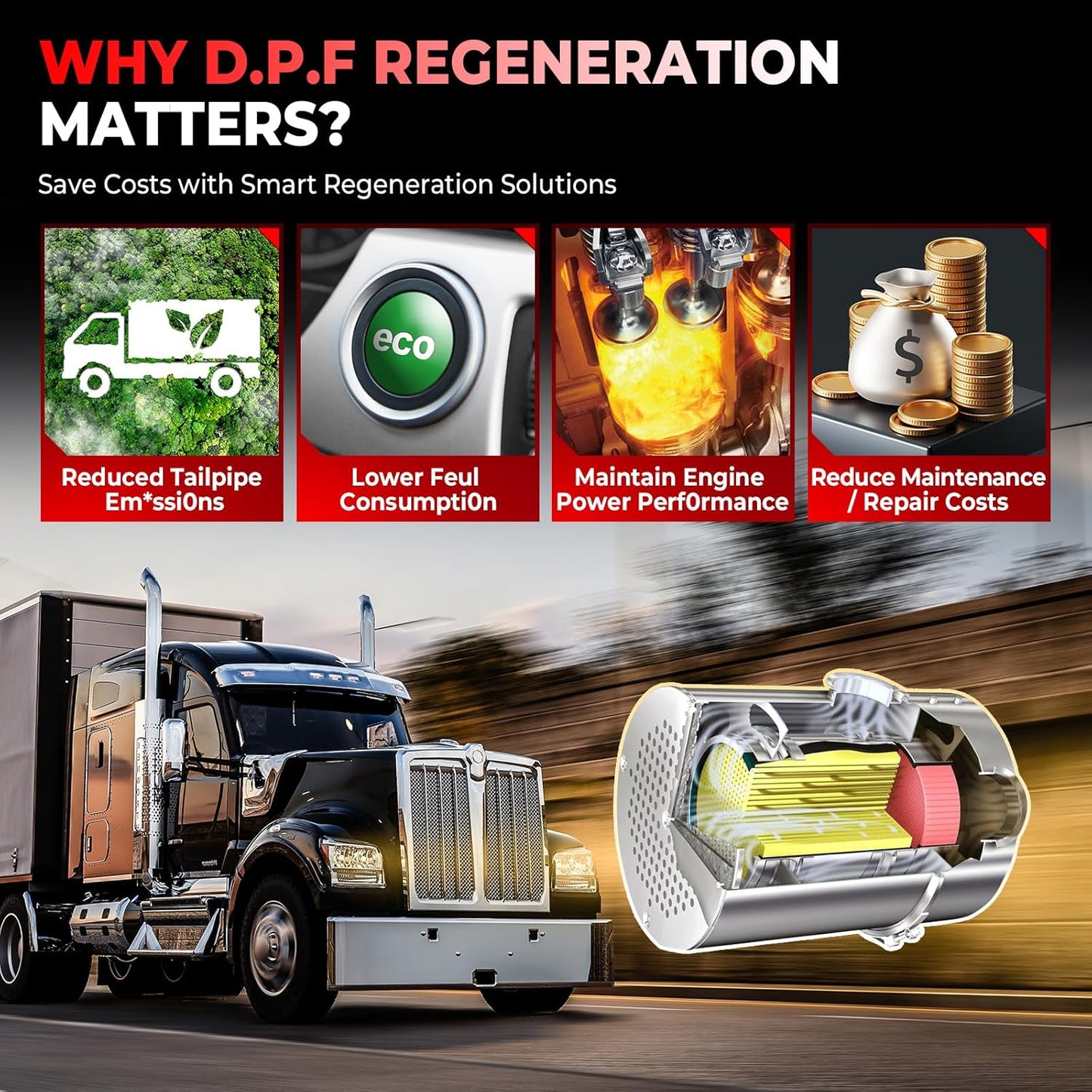 LAUNCH CRP129 HD Heavy Duty Truck Scanner, Full System Diesel Scanner with 7+ Resets, D.P.F Regen, Speed Limit Adjust, Oil Reset for Commercial Vehicles, Cummins, Detroit, Isuzu, Volvo&More