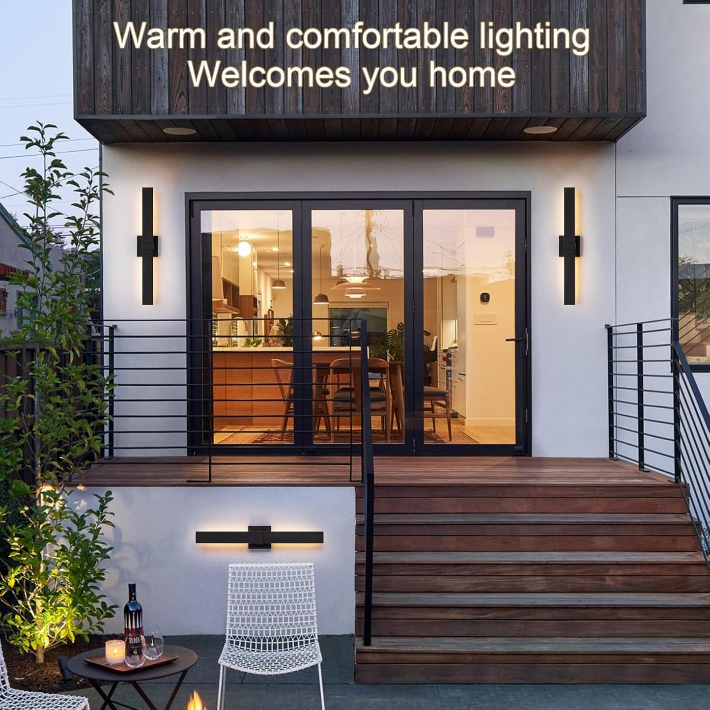 Modern Outdoor Wall Light Fixtures 27.2" Black Outdoor Porch Lights Exterior LED Wall Sconces, 12W Integrated LED Long Outside Light Fixtures for Garage, Porch, Patio, Front Door, House, etc.