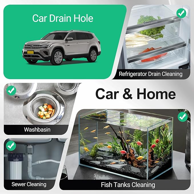 SHINWOO Auto Sunroof Drain Cleaning Tool, 120 Inches Flexible Long Pipe Cleaner Brush, Tube Cleaning Brush for Slim Drain Dredge Tool for Car Sunroof, Windshield Wiper, Fridge, Sewer Drain Holes