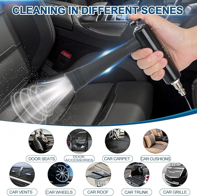 Tornado Car Cleaning Gun, Dry Car Detailing Tools, Aluminum Alloy Bearing Nozzlefor, Car Quickly Blasts Dirt and Dust Works with Air Compressor (Gray)