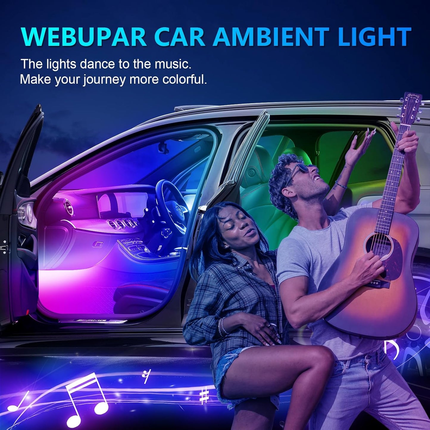 WEBUPAR Dreamcolor Acrylic Interior Car Lights, 14 in 1 RGB LED Strip Lights with APP Control and 213 Color Modes, Decorative Car Ambient Lighting Kits