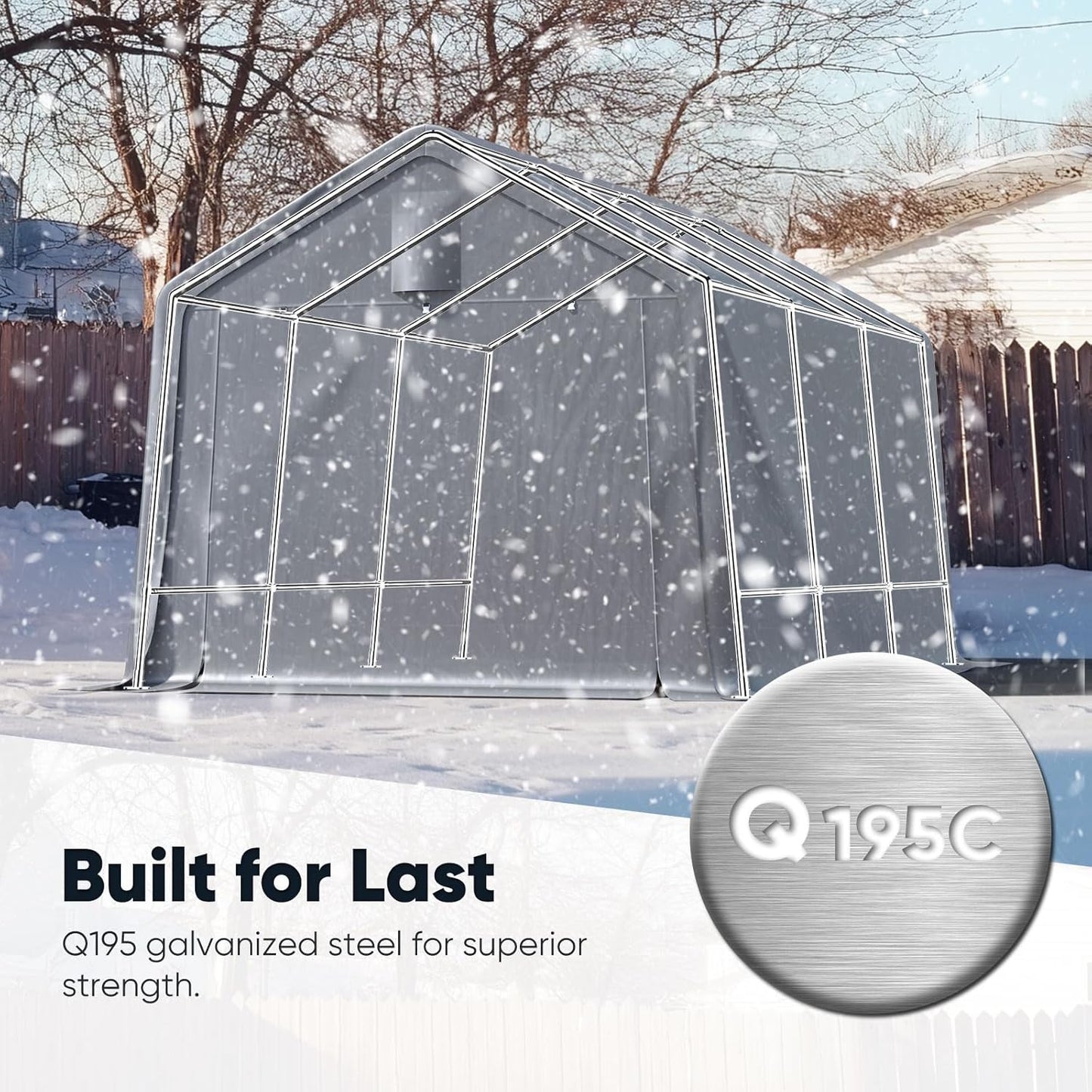 Quictent Heavy Duty 10x15FT Carport Shelter with Roll-Up Mesh Windows & Reinforced Frame, Portable Garage Canopy for Motorcycle Storage, Outdoor Equipment, Patio Furniture Cover - Silver Gray