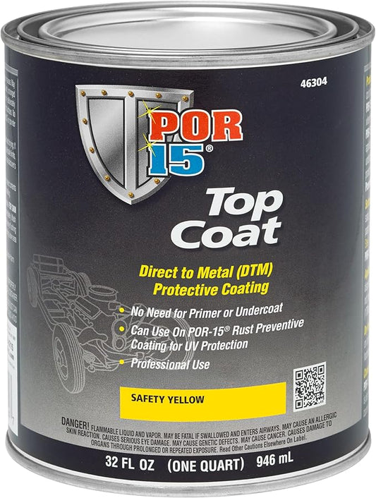 POR-15 Top Coat Paint, Direct to Metal Paint, Long-term Sheen and Color Retention, 32 Fluid Ounces, Safety Yellow