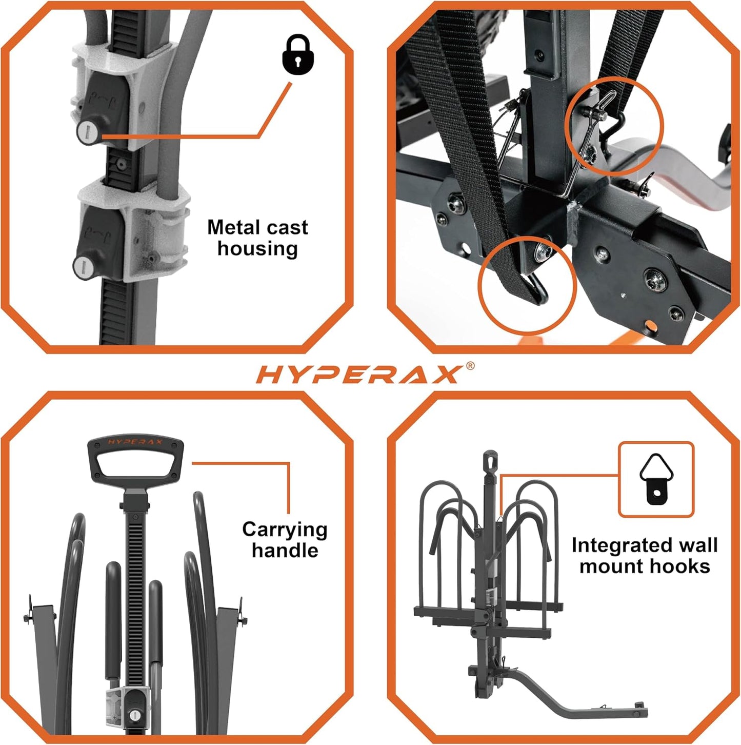 HYPERAX Volt 2_1.25" -E Bike Hitch Mounted Platform Style 2 Bikes Carrier for Car, SUV, Trucks, Sedan, Tilting e-Bike Rack for Hitch Fits Up to 2 X 70 lbs Bike with Up to 5" TIRE - NO RV USE!