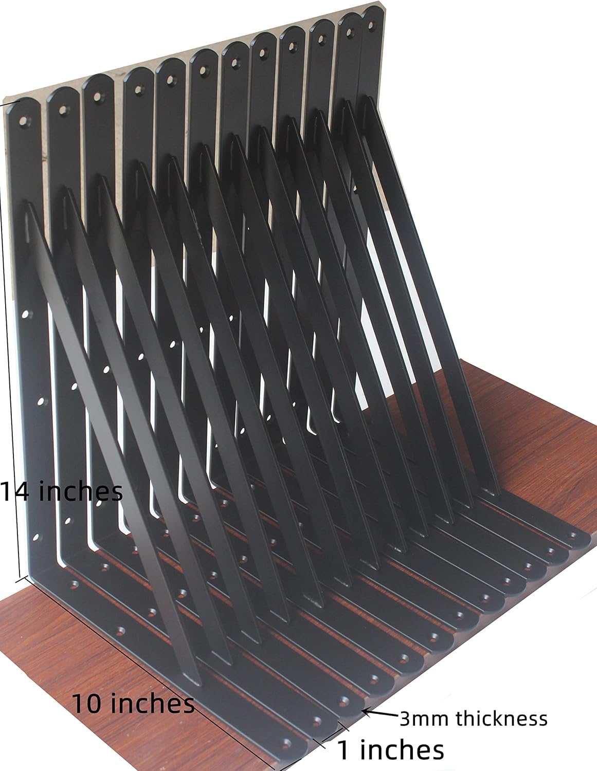 32 Pack L14 x H 10" Black Heavy Duty Shelf Brackets with Screws Metal Shelf Brackets Shelf Support Angle Brackets for Shelves L Brackets Heavy Duty Floating Shelf