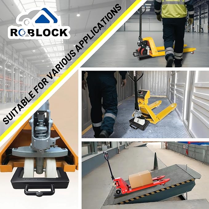 ROBLOCK 2 Pack Rubber Pallet Jack Chock Heavy Duty Wheel Chock, Pallet Jack Stopper for Truck 14.2" Length x 11.2" Width x 2" Height (Black)
