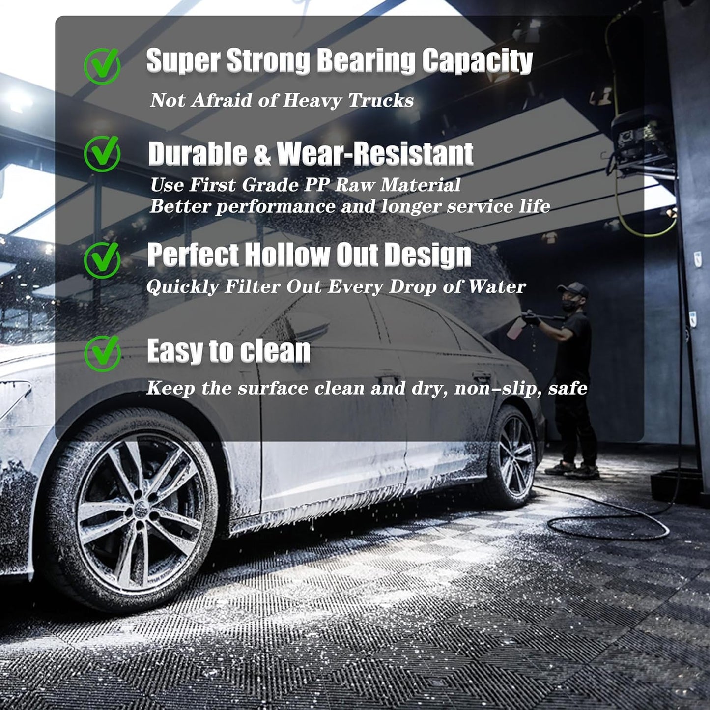 24 Pack 16"x16" Interlocking Garage Floor Tiles - Drainage Mats, Non-Slip, Heavy-Duty, Easy Install for Garage, Car Wash, Basement(Red)