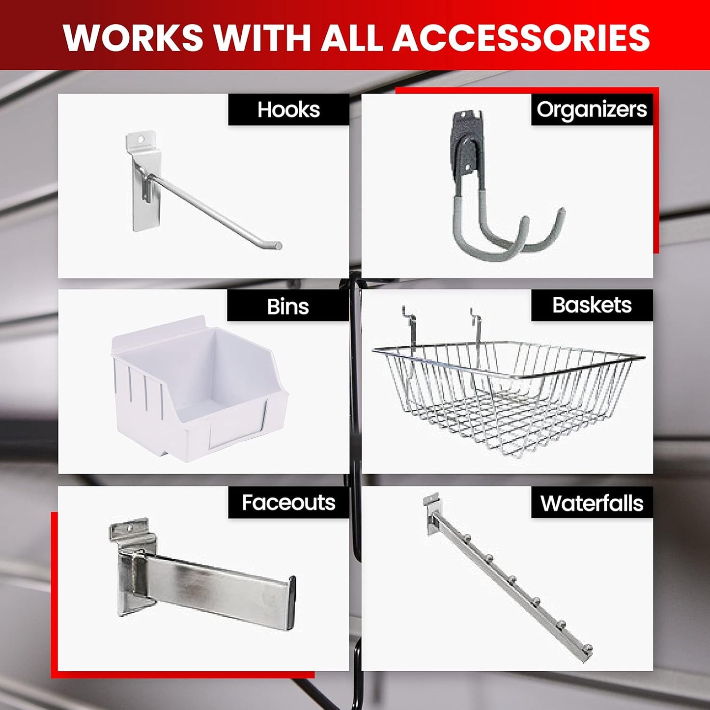 DLDIRECT Slatwall Panel Garage Wall Organizer: Heavy Duty Wall Mounted PVC Rack, Interlocking Slat Paneling for Garage Wall Storage, Slatwall Board, Slatwall Shelves System - 3 Color Samples