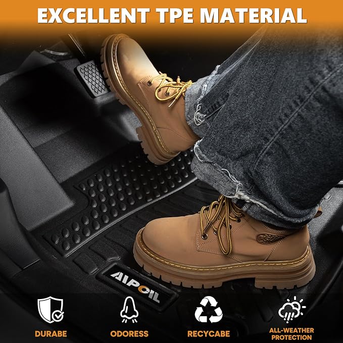 AIPOIL® Floor Mats & Cargo Liner Set for 2022-2025 Nissan Pathfinder 7 Seats All Weather Protection TPE Anti-Slip Automotive Full Set Custom Car Mats Accessories - Black