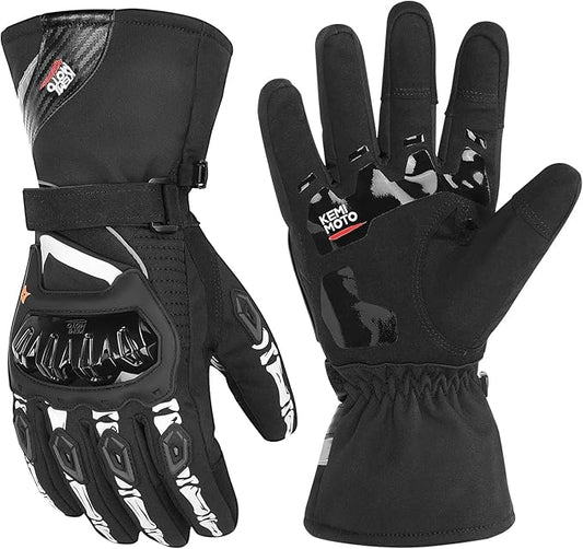 KEMIMOTO Winter Motorcycle Gloves, Rainproof Riding Warm Gloves with Touchscreen for Motorcycle Riding, ATV, UTV, Snowmobile Glow-in-The-Dark Green XL