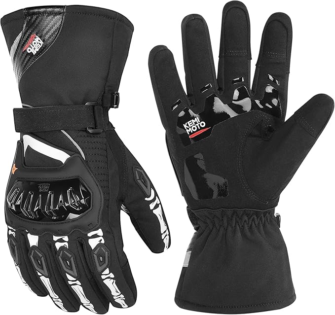 KEMIMOTO Winter Motorcycle Gloves, Rainproof Riding Warm Gloves with Touchscreen for Motorcycle Riding, ATV, UTV, Snowmobile Glow-in-The-Dark Green XXL