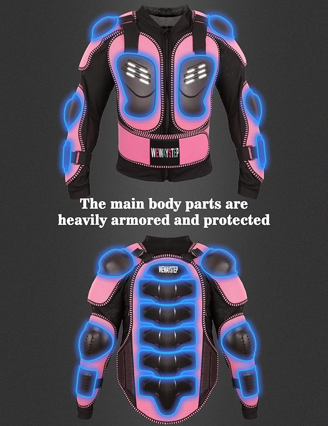 Kids Motorcycle Jacket Dirt Bike Gear,Motocross Spine Chest Protector Armor Suit with Knee Shin Guards