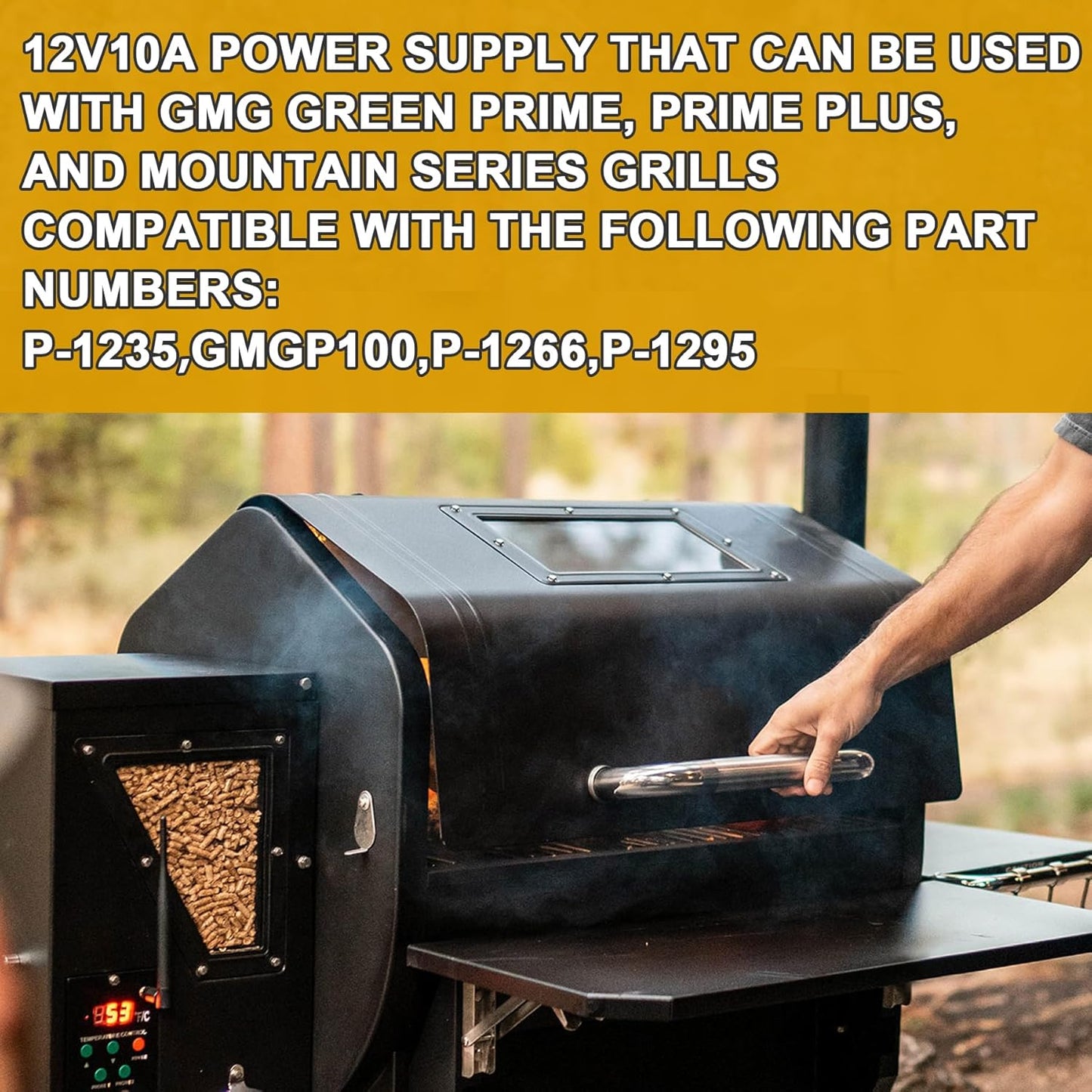 12V 10A Car Cigarette Lighter Power Adapter - Compatible with GMG Davy Crockett, Trek, Ledge, Peak Grills - Fits GMGADP10A GMG-ADP10A Models - Replacement Cord P-1266 P-1295 P-1283 P-1235