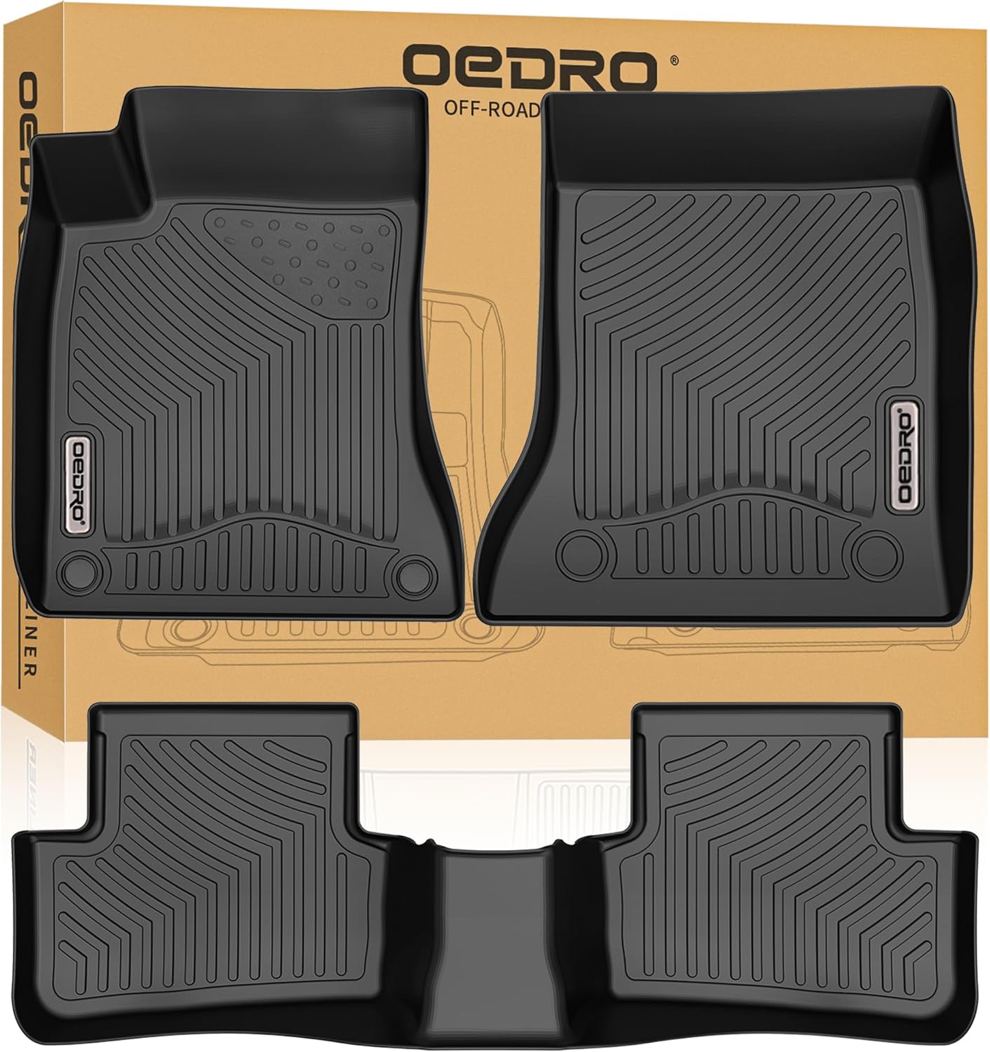 OEDRO Floor Mats Fit for 2014-2019 Mercedes Benz CLA-Class/2015-2020 Benz GLA-Class, Black TPE All Weather Front & Rear 2 Row Liner Set