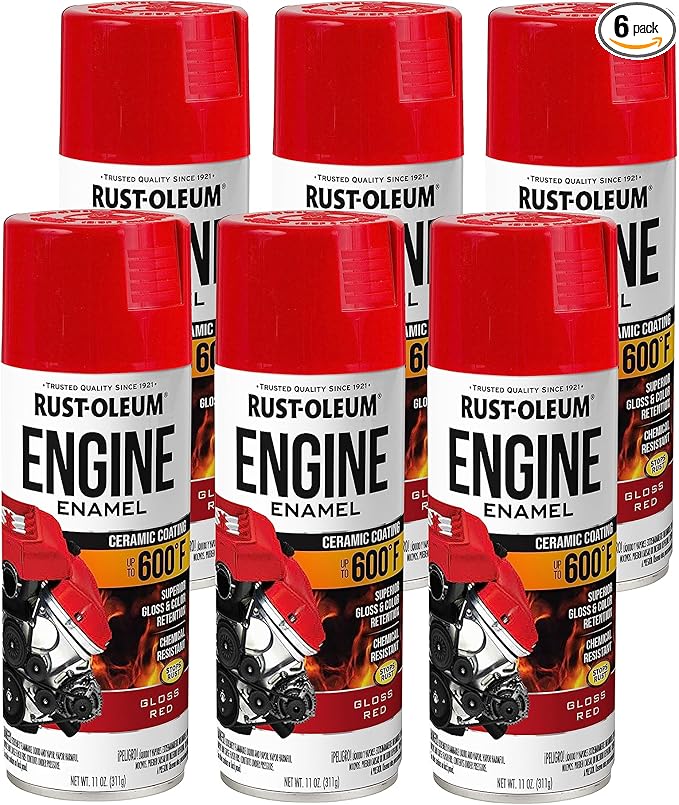 Rust-Oleum 363569-6PK Engine Enamel Spray Paint, 11 oz, Gloss Red, (Pack of 6)