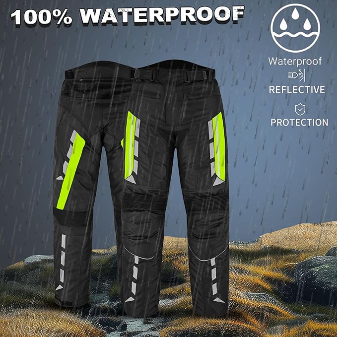 Men’s Waterproof Motorcycle Trousers – 600D Cordura Biker Pants with CE Armour, Thermal Lining & Reflective Panels