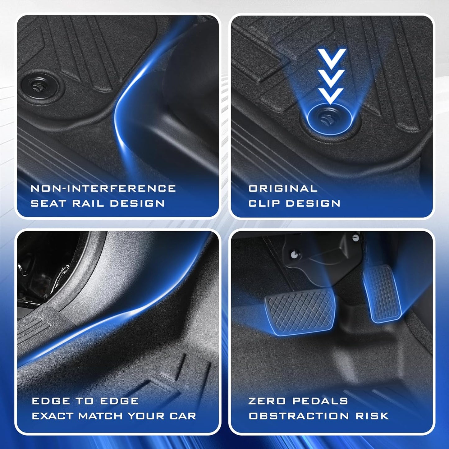 All Weather Floor Mats for Ford Mustang 2015-2017 2018-2024,Cover Protection Waterproof Black Floor Liner Front & Rear Row Full Set Car Mats Accessories for Ford Mustang 2022 2023 2024,Anti-Slip