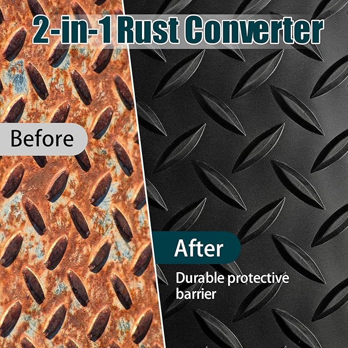 2-in-1 Rust Converter & Metal Primer, Black Paint for Metal, Rust Conversion Paint, Water-Based Rust Reformer, Heat & UV Resistant Anti Rust Coating for Automotive, Marine, Industrial Use (70.5 oz)
