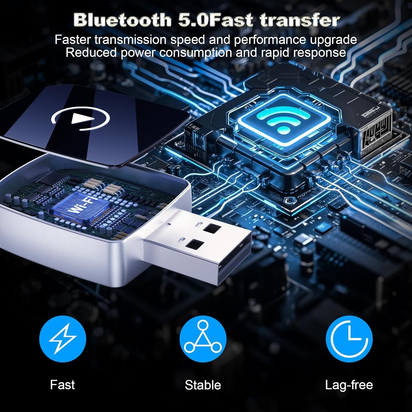 Wireless CarPlay Adapter-Mini Edition,Convert Factory Wired to Wireless Apple CarPlay Dongle,Includes USB-A to USB-C Adapter,Fast Stable Connection Plug Play Car Play Dongle for iPhone iOS 10+（Black）