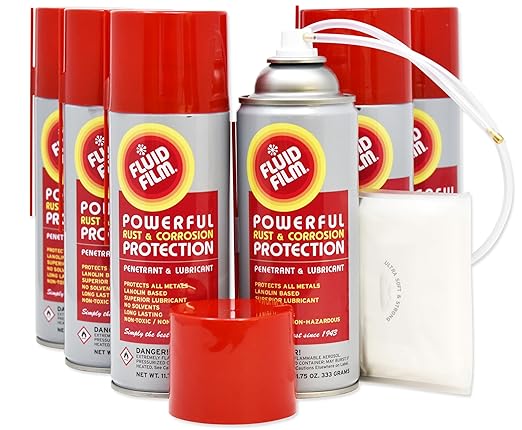 Fluid Film 11.75 Oz Undercoating Protection Aerosol Spray Can 6 Pack, Rust Inhibitor and Prevention, Anti Corrosion and Lubricant, Spray Can Extension Wand