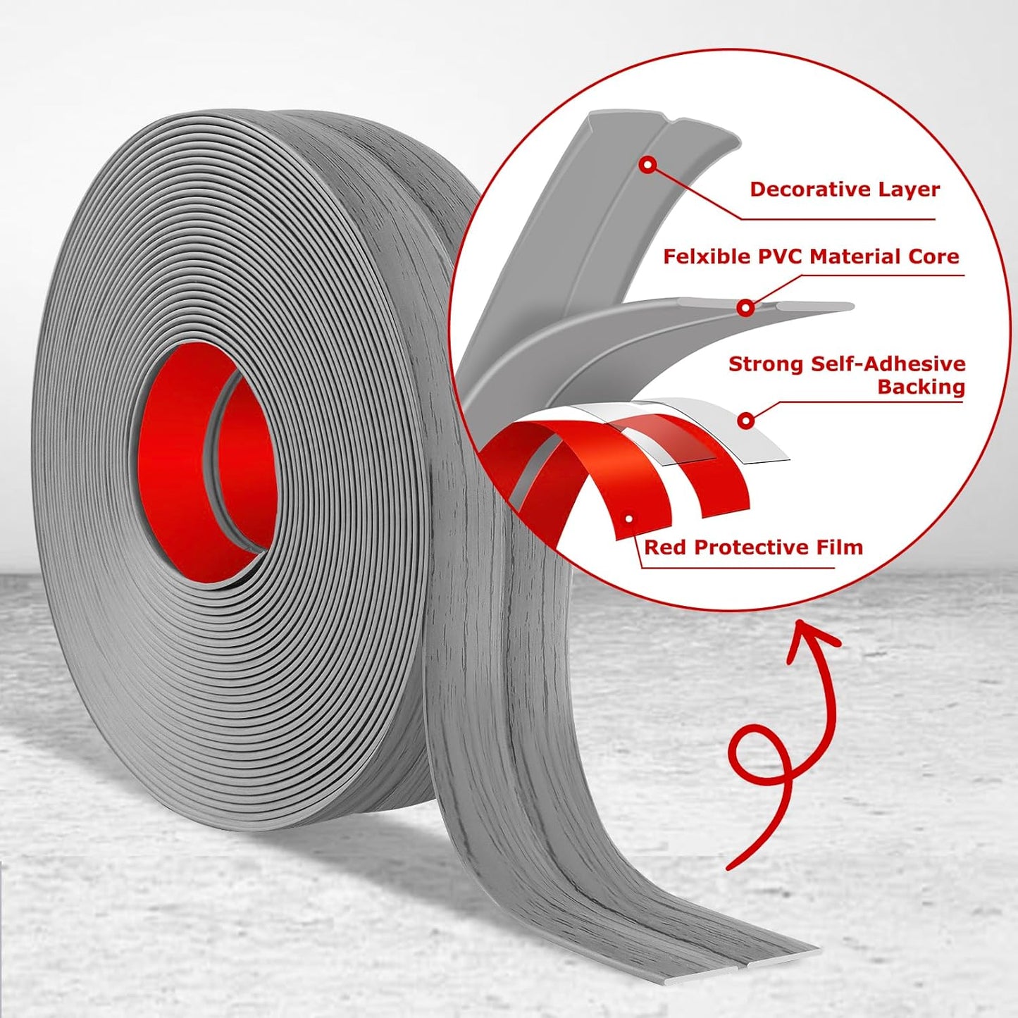 Flexible Wall Corner Protector Moulding Trim Peel and Stick Wall Corner Guards Edge Protector Self Adhesive Molding Trim Strip for Edge Ceiling (Light Gray Wood Grain, 1.6 in x 10 Ft)