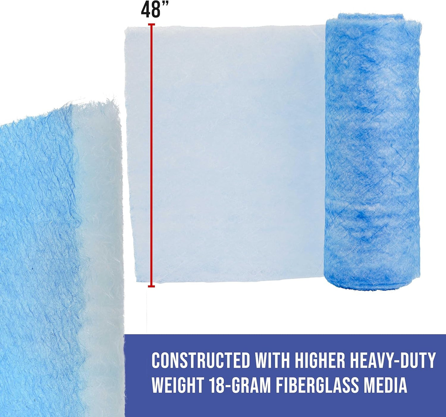 Master Airbrush Elite Paint Spray Booth Exhaust Filter Roll 48" x 100' - 18 Gram Heavy-Duty Fiberglass Paint Arrestor for Filtering Overspray Particles in Auto Body Shops & Refinish Booths