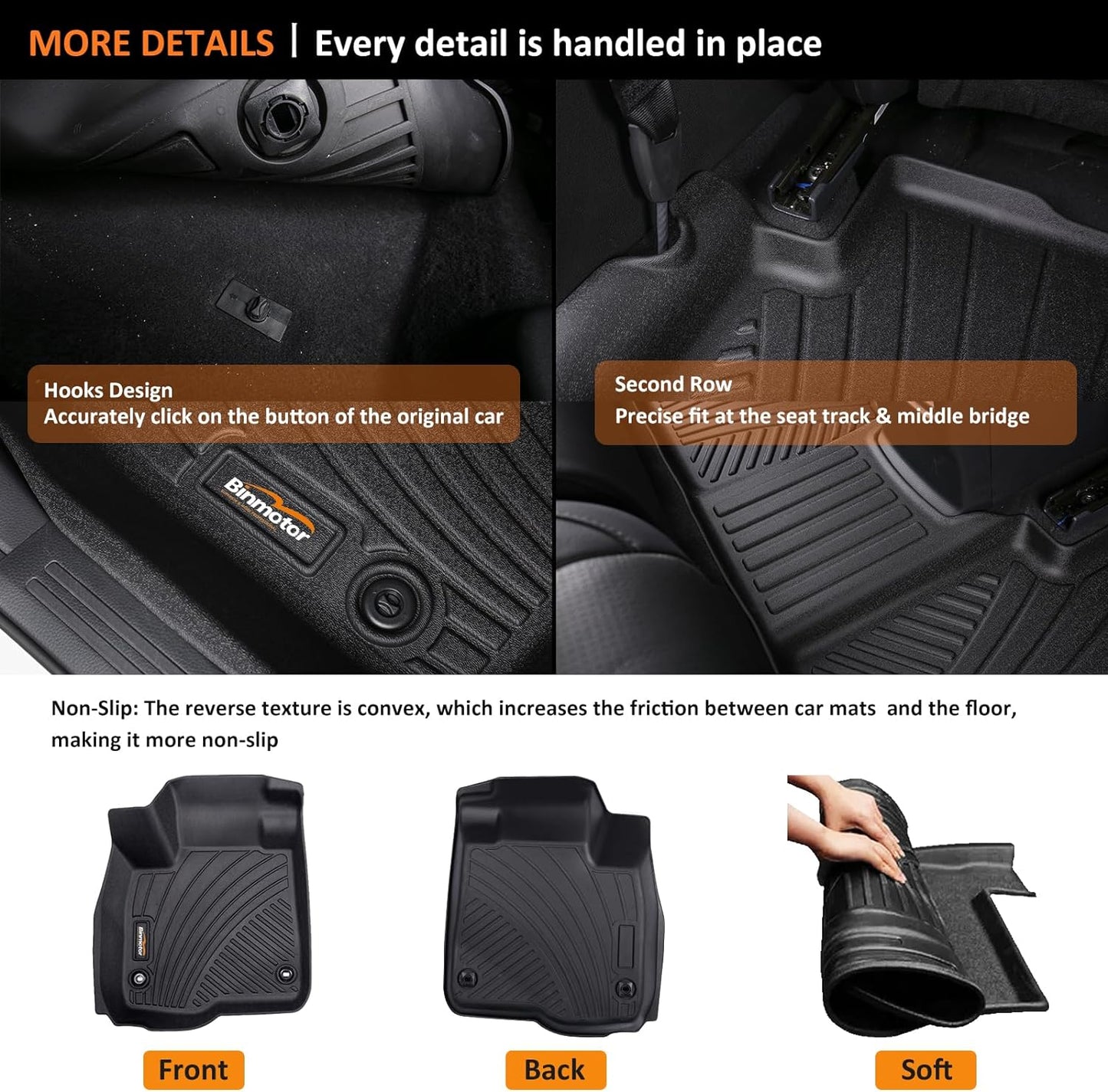 Binmotor-Floor Mats & Cargo Liner for Jeep Grand Cherokee 2016-2021 (Non L) & 2022 Grand Cherokee WK丨All Weather Car Mat Grand Cherokee Accessories Cargo Mat Floor Liners Trunk Liner