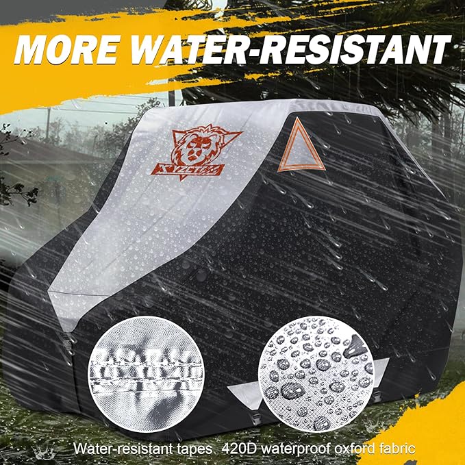 XYZCTEM UTV Cover,Outdoor Waterproof All-Weather Protection UTV Cover Compatible with Polaris RZR Can-Am Yamaha Honda Kawasaki Suzuki,and More.with Upgraded Windproof Straps,Vent(Silver,4-6 Seater)
