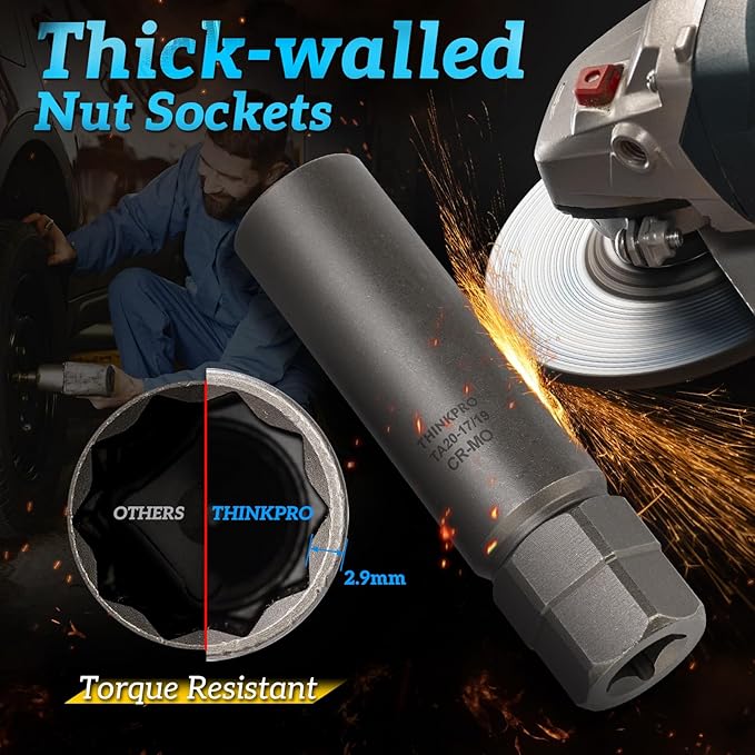 10 Spline Lug Nut Socket,Replacement for Ta20 17/19 10 Spline Lug Nut Key,Dual Drive 10 Point Wheel Lock Key,Compatible with Bimecc 10 Point Socket.